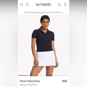 Vuori Clothing women’s polo shirt. Black ribbed